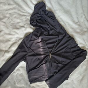 shein split zipper crop top hoodie